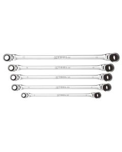 KTIXDDBM5120S image(0) - 5pc Metric 120 Tooth Double Flex Ratcheting Wrench Set