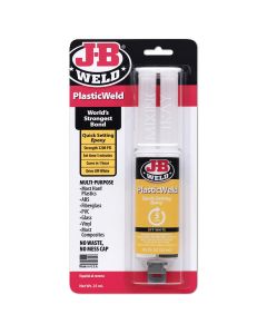 JBW50132 image(0) - J-B Weld 50132 PlasticWeld Quick-Setting Epoxy Syringe - 25 ml.