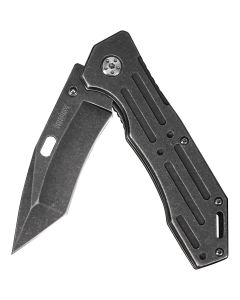 KER1302BWX image(0) - Kershaw Kershaw Lifter (1302BW); Tactical Tanto Pocket Knife with 3.5 Inch 4Cr14 Steel Blackwashed Blade with Stainless Steel Blackwash Handle, SpeedSafe Assisted Opening and Deep-Carry Pocketclip; 3.2 OZ.