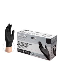 AMXABNPF46100 image(0) - Ammex Corporation AMMEX Black Nitrile PF Exam Gloves, Large