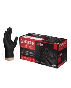 AMXGWBN46100 image(0) - Ammex Corporation Gloveworks Heavy Duty Black Nitrile Gloves Large